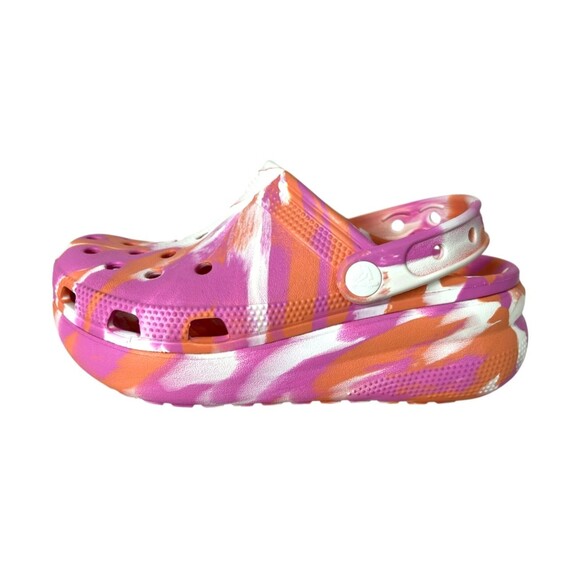 Crocs Girls Marbled Cutie Platform Clogs Size 2 NWOT Papaya Pink & Orange - Picture 8 of 14